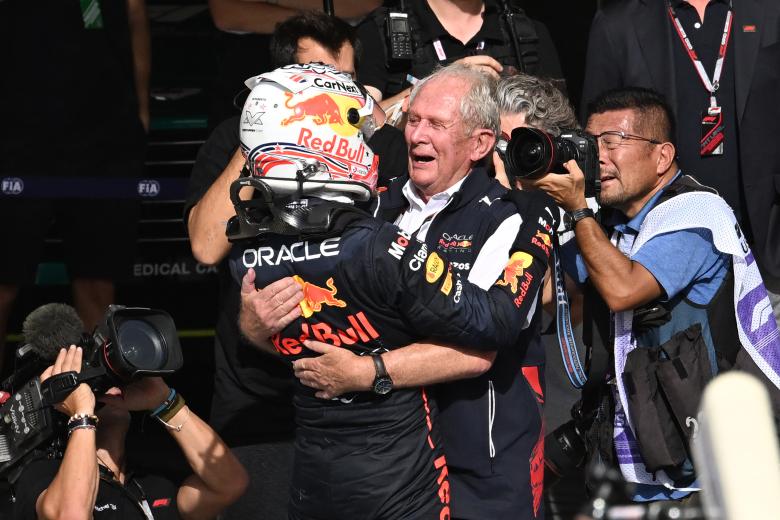 La felicidad de Helmut Marko, asesor de la escudería Red Bull y 'jefe' en la sombra del equipo austriaco.