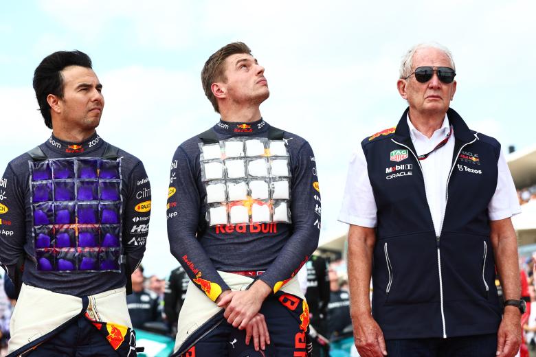 Sergio 'Checo' Pérez y Max Verstappen antes del inicio de este GP de Estados Unidos