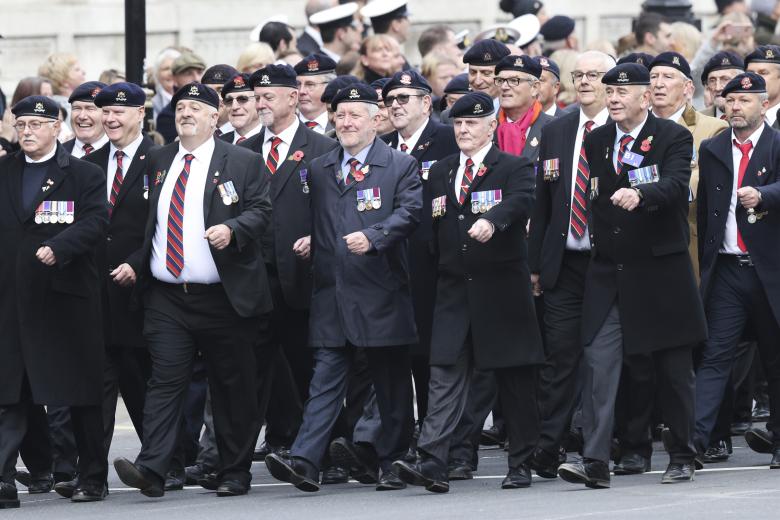 Veterans attend the Remembrance Sunday ceremony at the Cenotaph on Whitehall in London, Sunday Nov. 13, 2022. (Chris Jackson/Pool via AP) *** Local Caption *** .