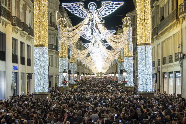 Imagen del encendido de las luces de Navidad, Málaga