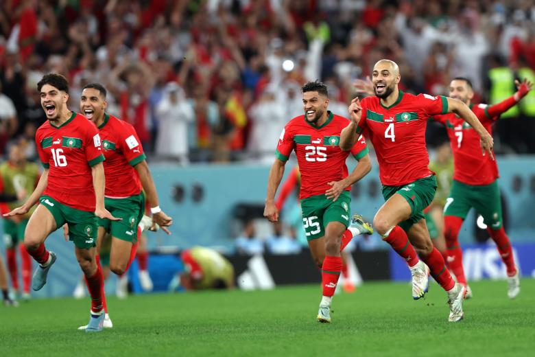 Celebración de la selección de Marruecos
