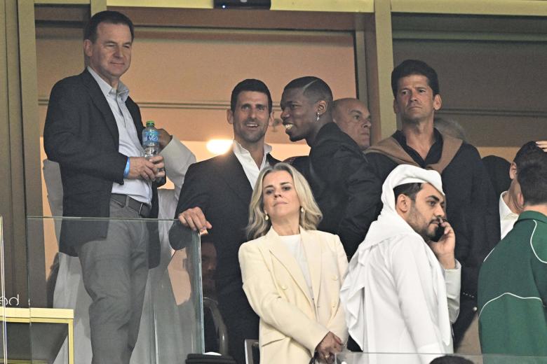 Novak Djokovic, Paul Pogba during the FIFA World Cup Qatar 2022 final match between France v Argentina held at Lusail Stadium, on December 18, 2022 in Doha, Qatar. Photo by David Niviere/ABACAPRESS.COM