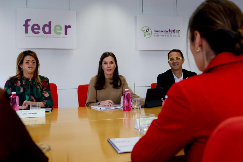 Spanish Queen Letizia Ortiz during a working meeting with the board of the Spanish federation of rare diseases (Feder) in Madrid on Tuesday, 17 january 2023.