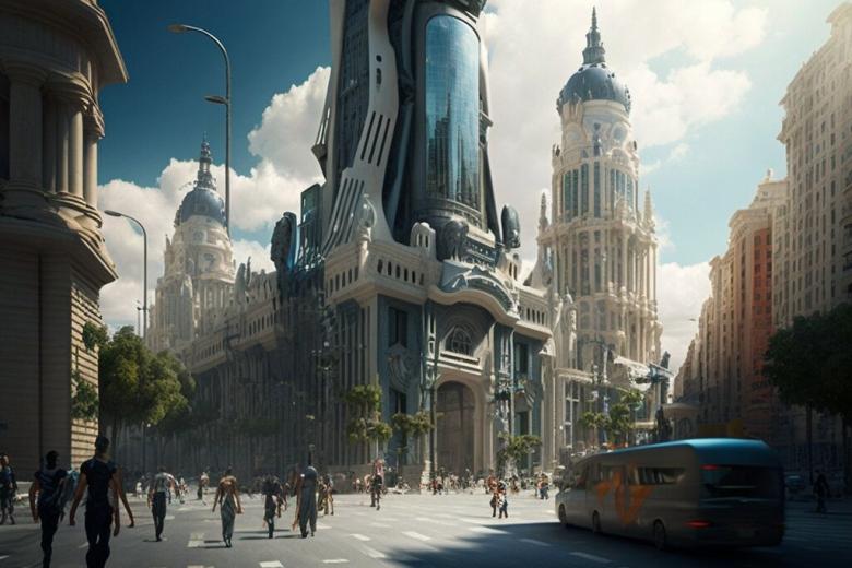 Gran Vía de Madrid, en el año 2070