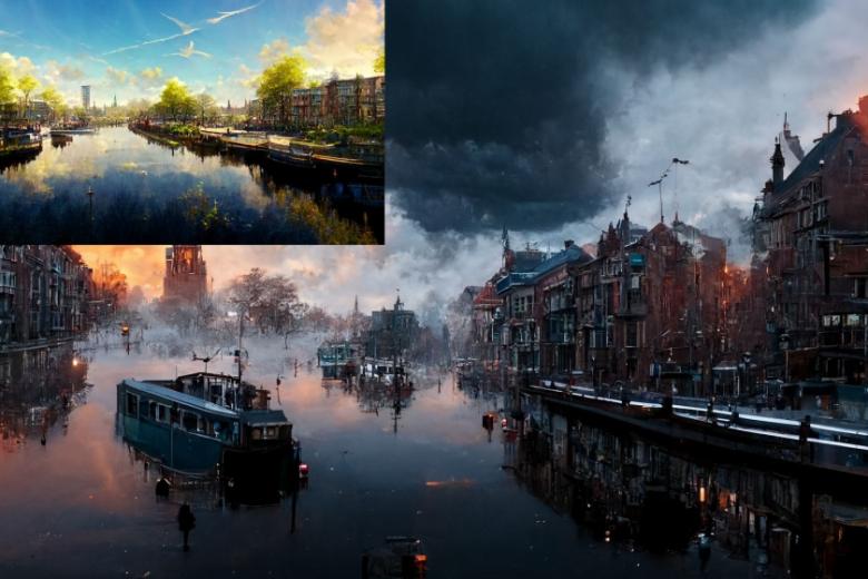 Una futura Ámsterdam en ruinas, en una recreación hecha por IA