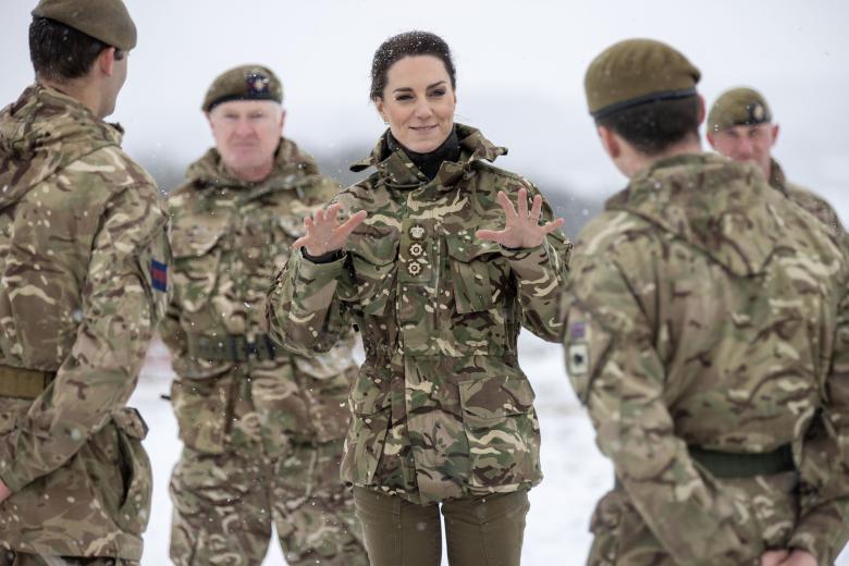 The Princess of Wales, Colonel of the Irish Guards, during her first visit to the 1st Battalion Irish Guards since becoming Colonel, at the Salisbury Plain Training Area in Wiltshire. Picture date: Wednesday March 8, 2023.