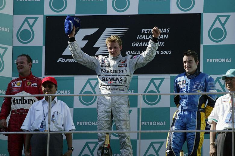 El primero de los 100 podios de Fernando Alonso en F1 fue en Malasia, en el año 2003. En esa carrera comenzó una historia inolvidable en la Fórmula 1