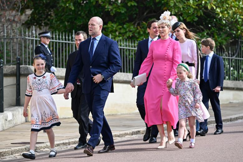 Mandatory Credit: Photo by Tim Rooke/Shutterstock (13861215aa)
Mia Grace Tindall, Peter Phillips, Mike Tindall, Prince William, Zara Phillips, Edoardo Mapelli Mozzi, Mia Grace Tindall and Princess Beatrice
Royal Easter Mattins Service, St George's Chapel, Windsor, UK - 09 Apr 2023 *** Local Caption *** .