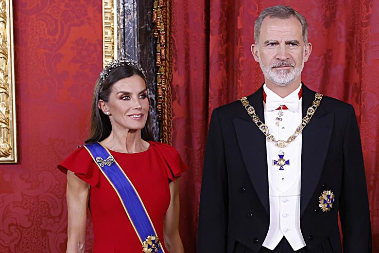 Queen Letiziaduring official dinner ceremony for Colombian President on ocassion his official visit to Spain in Madrid on Wednesday, 3 May 2023.