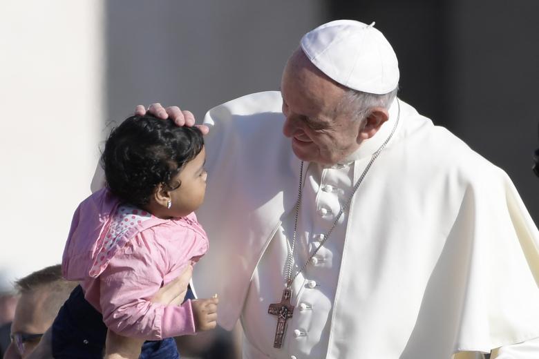 Pope Francis during a special audience with members of "Eucharist Youth Movement" in Paul VI hall at the Vatican.