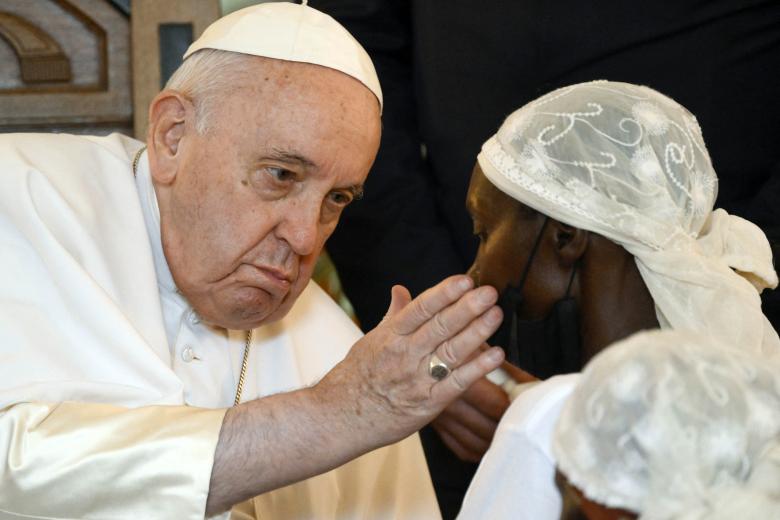 Pope Francis receives in private audience Group of the "Lazare" Association from France in Vatican.
