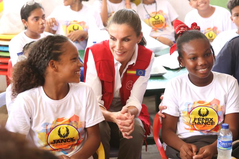 Spanish Queen Letizia during a visit to Villa Hermosa District in Cartagena de Indias on Tuesday, 13 June 2023.