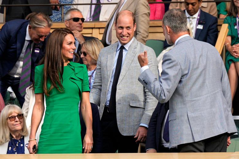 Prince William and Kate Middleton Princess of Wales with King Felipe VI of Spain during Wimbledon Championships in London, UK - 16 Jul 2023