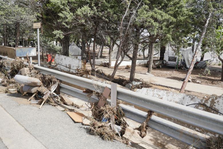 La N-340 entre Alcanar y Sant Carles de la Ràpita a su paso por el camping Els Alfacs (Tarragona)