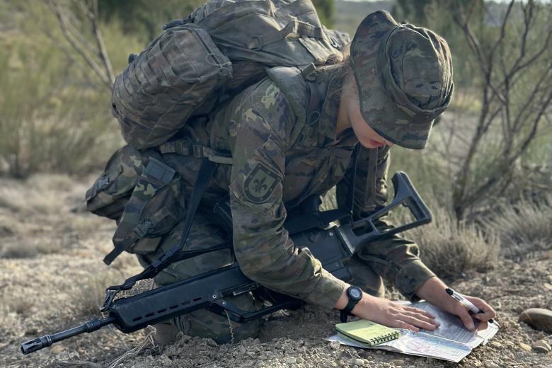 La princesa de Asturias Leonor de Borbon durante unas maniobras militares en la academia Militar de Zaragoza 20 Septiember 2023