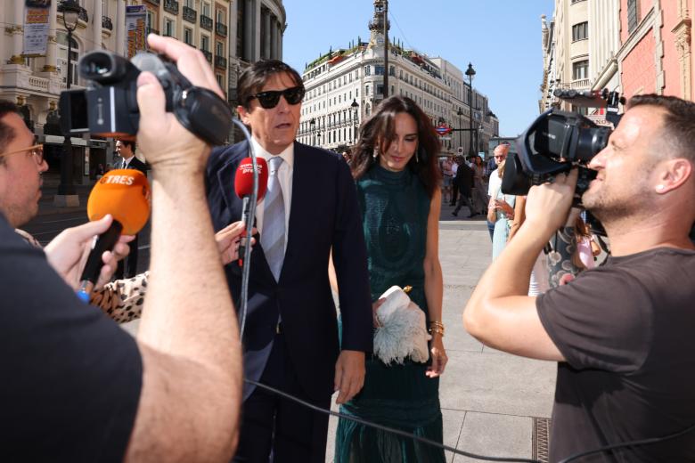 Manolo Falco and Amparo Corsini during the wedding of Clotilde Entrecanales y Antonio Espinosa de los Monteros in Madrid on Saturday, 7 october 2023.