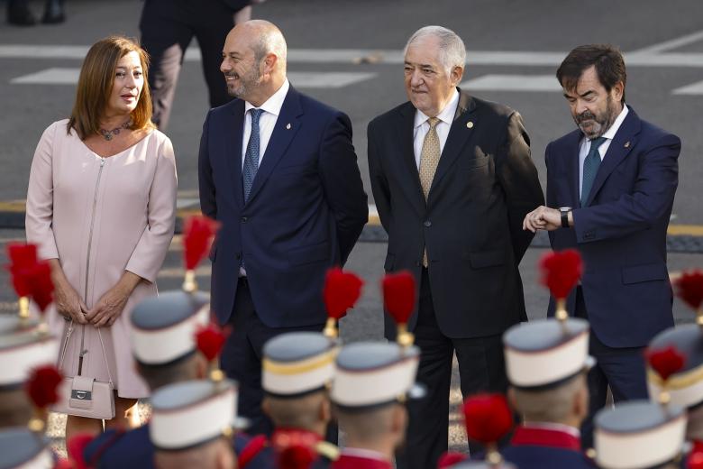 La presidenta del Congreso de los Diputados Francina Armengol, el presidente del Senado Pedro Rollán, el presidente del Tribunal Constitucional Cándido Conde-Pumpido