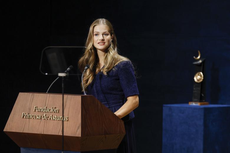 OVIEDO, 20/10/2023.- La princesa de Asturias durante la 43º edición de los Premios Princesa de Asturias, este viernes en el  Teatro Campoamor de Oviedo. EFE/Ballesteros