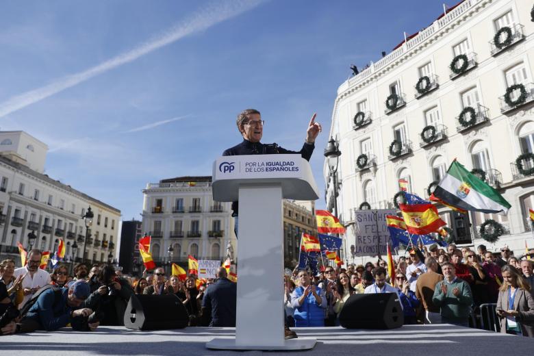 Alberto Núñez Feijóo, durante el acto contra la amnistía y las cesiones de Sánchez al separatismo.