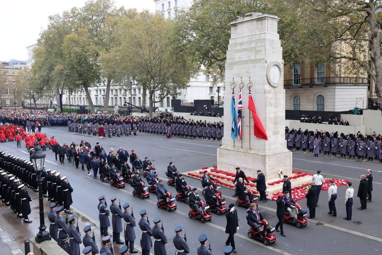 Mandatory Credit: Photo by Chris Jackson/WPA Pool/Shutterstock (14205958ai)
General view of the veteran parade during the National Service of Remembrance at The Cenotaph on November 12, 2023 in London, England. Every year, members of the British Royal family join politicians, veterans and members of the public to remember those who have died in combat.
The 2023 National Service Of Remembrance At The Cenotaph, London, UK - 12 Nov 2023 *** Local Caption *** .