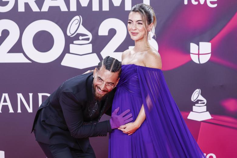 Singer Nicky Nicole and Peso Pluma at the 24nd annual Latin Grammy Awards 2023 in Sevilla on Thursday, 16 November 2023.
