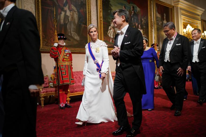 Sophie Rhys Jones Duchess of Edinburgh arriving for the State Banquet in London, for ocassion the state visit to the UK by Presidentof SouthKorea on Tuesday November 21, 2023.