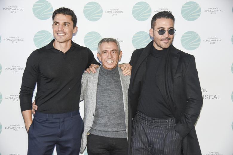 José Luis López Fernández, Miguel Ángel Silvestre and Álex González  during the lunch of "El Turronero" in Ubrique 16 December 2023