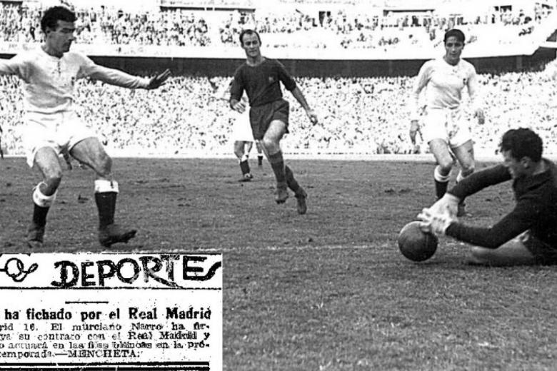 Jesús Narro fue el protagonista del clásico que se jugó el 14 de enero de 1951. Marcó un hat trick en la victoria de los blancos 4-1.