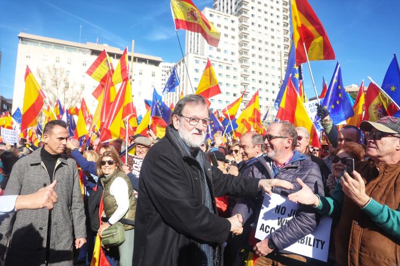 Mariano Rajoy, a su llegada a la manifestación contra la amnistía