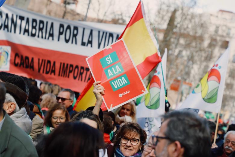 La plataforma Sí a la Vida, integrada por más de 500 asociaciones, ha convocado este domingo una marcha en Madrid bajo el lema 'Sí a la vida humana' a la que han acudido miles de personas.