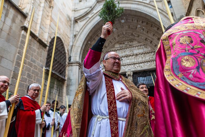 Procesión del domingo de Ramos en la catedral de Toledo.