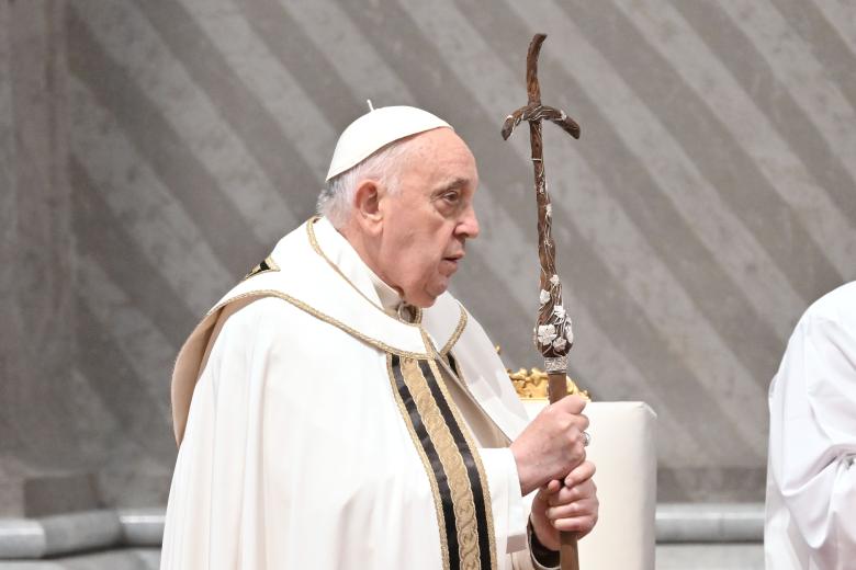 Pope Francis celebrates the HolyChrism Mass in St. Peter's Basilica, at the Vatican on 28 Mar 2024 *