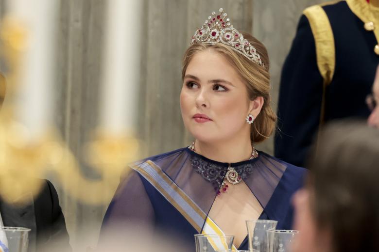 Princess Amalia of The Netherlands attending official dinner ceremony for Spanish King on the ocassion of their official visit to Netherland in Amsterdam on Wednesday, 17 April 2024.
