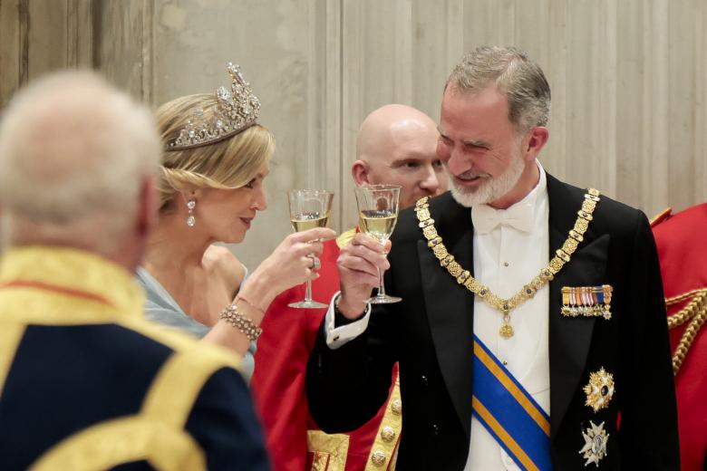 Spanish King Felipe VI and Queen Maximaattending official dinner ceremony for Spanish King on the ocassion of their official visit to Netherland in Amsterdam on Wednesday, 17 April 2024.