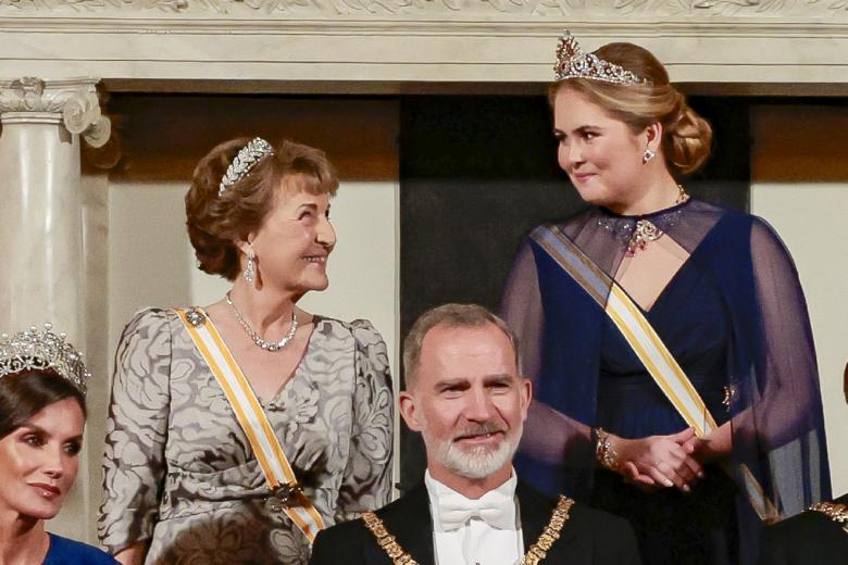 Queen Maxima of the Netherlands attending official dinner ceremony for Spanish King on the ocassion of their official visit to Netherland in Amsterdam on Wednesday, 17 April 2024.