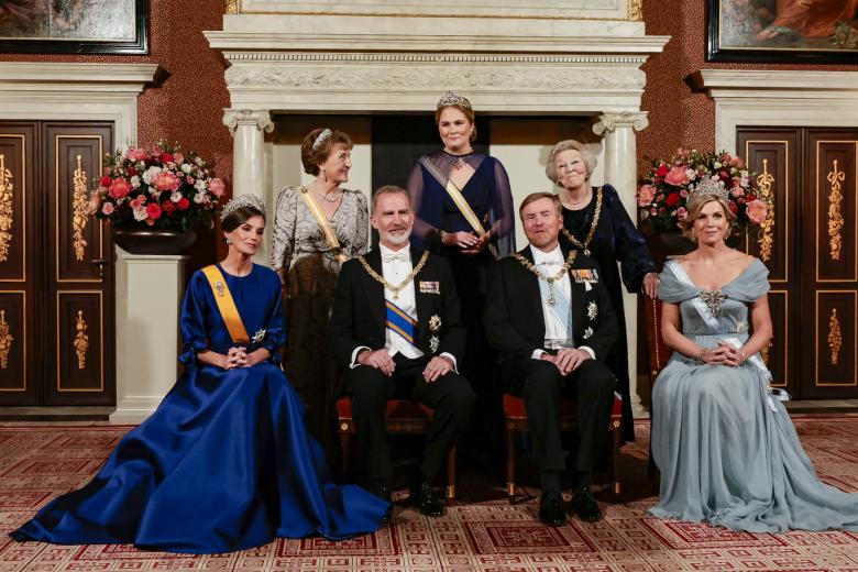 Spanish King Felipe VI and King Willem-Alexander of The Netherlands attending official dinner ceremony for Spanish King on the ocassion of their official visit to Netherland in Amsterdam on Wednesday, 17 April 2024.