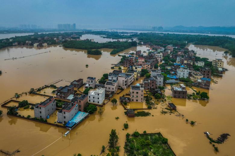 Foto aérea de las inundaciones en China