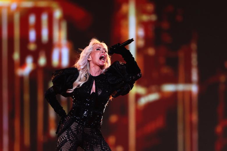 11 May 2024, Sweden, Malmö: Nebulossa from Spain performs "Zorra" on stage at the final of the Eurovision Song Contest (ESC) 2024 in the Malmö Arena. The motto of the world's biggest singing competition is "United By Music". Photo: Jens Büttner/dpa *** Local Caption *** .