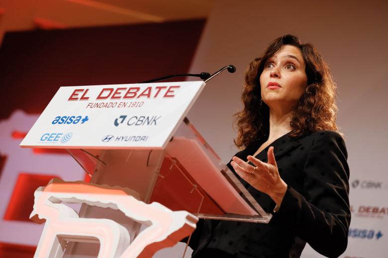 Isabel Díaz Ayuso, durante su discurso en la segunda edición de los Premios Proyección de España en el Four Seasons de Madrid