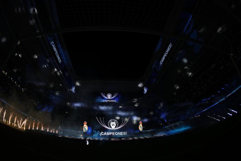 Aspecto del Santiago Bernabéu durante la celebración del título de Liga de Campeones
