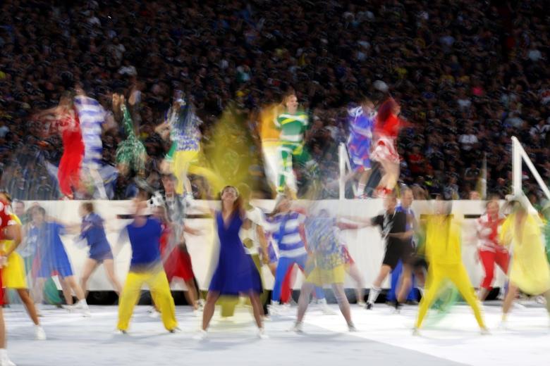Munich (Germany), 14/06/2024.- Dancers perform during the opening ceremony ahead of the UEFA EURO 2024 group A match between Germany and Scotland in Munich, Germany, 14 June 2024. (Alemania) EFE/EPA/MOHAMED MESSARA