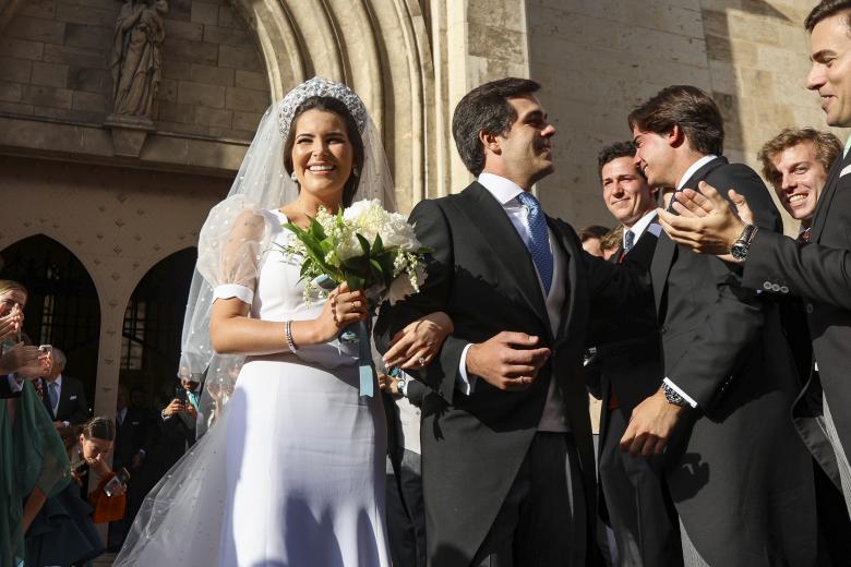 Patricia Cerezo and Kiko Gamez during the wedding of Natalia Santos Yanes and Esteban Rivas Traba in Valencia on Saturday, 29 June 2024.