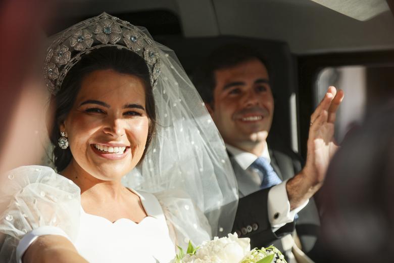 Natalia Santos Yanes and Esteban Rivas during their wedding in Valencia on Saturday, 29 June 2024.