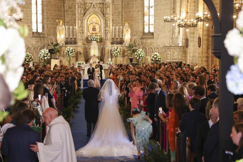 Natalia Santos Yanes during her wedding with Esteban Rivas Traba in Valencia on Saturday, 29 June 2024.
