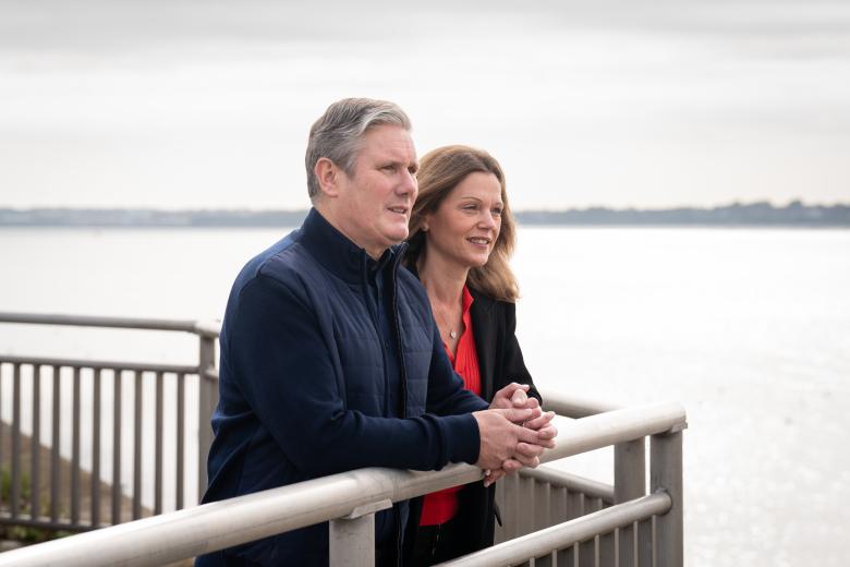 EMBARGOED TO 2230 MONDAY OCTOBER 9 Labour leader Sir Keir Starmer and his wife Victoria take a walk by the River Mersey in Liverpool during the Labour Party Conference. Picture date: Monday October 9, 2023.