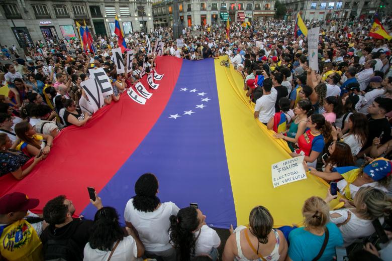 Centenares de venezolanos también se han manifestado en Madrid en señal de apoyo a los hechos acontecidos