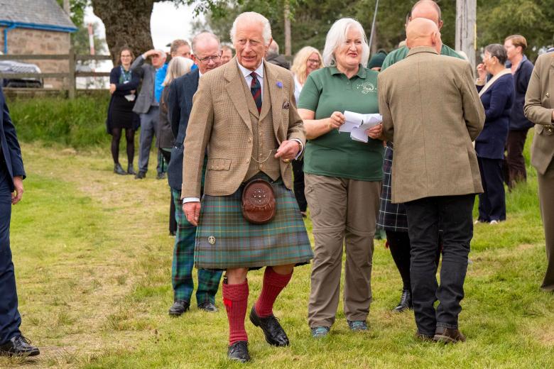 Mandatory Credit: Photo by Jane Barlow/WPA Pool/Shutterstock (14612947h)
King Charles III during his visit to the Forsinard Flows Visitor Centre in Forsinard, Highland, which was recently given World Heritage Site status, to meet with Flow Country Partnership staff, local residents, families and young people.
King Charles III visit to the Forsinard, Highland, Scotland, UK - 31 Jul 2024 *** Local Caption *** .