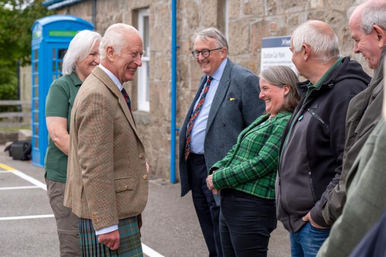 Mandatory Credit: Photo by Jane Barlow/WPA Pool/Shutterstock (14612947i)
King Charles III during his visit to the Forsinard Flows Visitor Centre in Forsinard, Highland, which was recently given World Heritage Site status, to meet with Flow Country Partnership staff, local residents, families and young people.
King Charles III visit to the Forsinard, Highland, Scotland, UK - 31 Jul 2024 *** Local Caption *** .