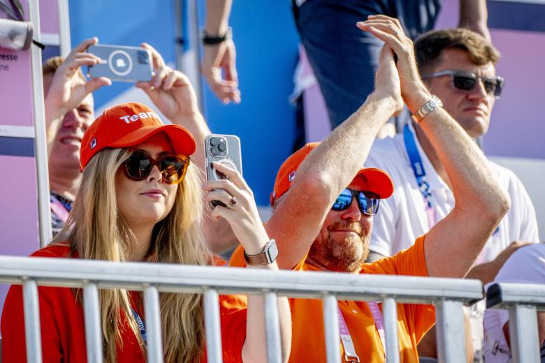 Queen Mary of Denmark looks on during a OlympicHandball - Group A game, Denmark and Hungary, at Paris South Arena, Paris, France