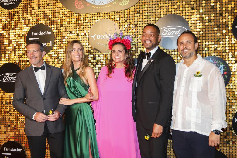 Actors Will Smith, Antonio Banderas, Nicole Kimpel and Sandra Garcia San Juan  during the Starlite gala in Marbella. August 4 2024